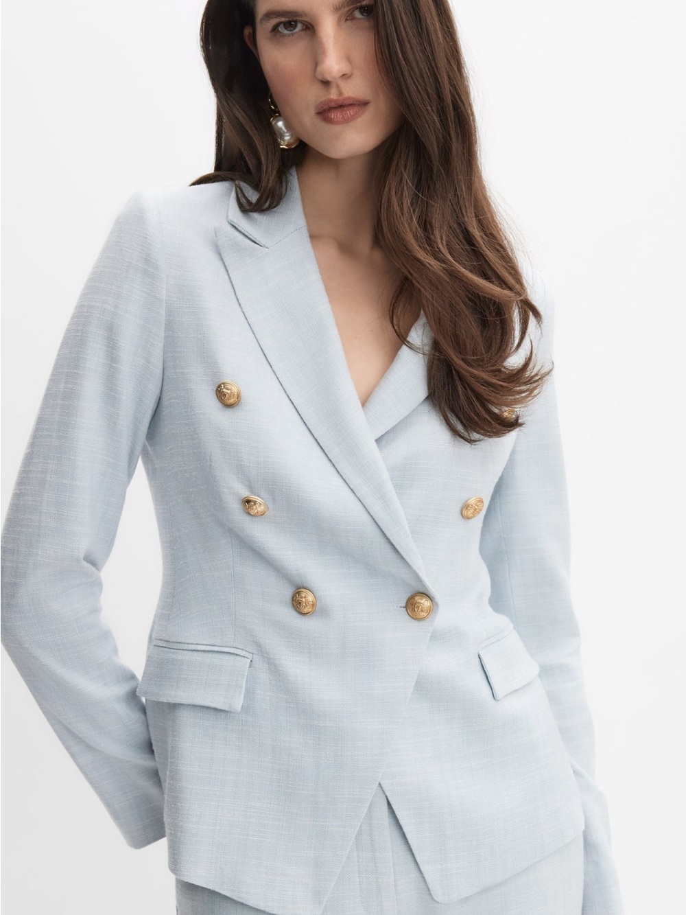 Melanie Lyne Women's Light Blue Double-Breasted Suit Jacket & Trousers - Picture 2 of 10